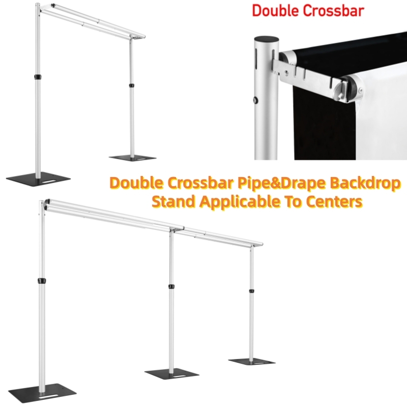 Photography Backdrop Stand Kit - نظام دعم إطار خلفية مزدوج القضبان