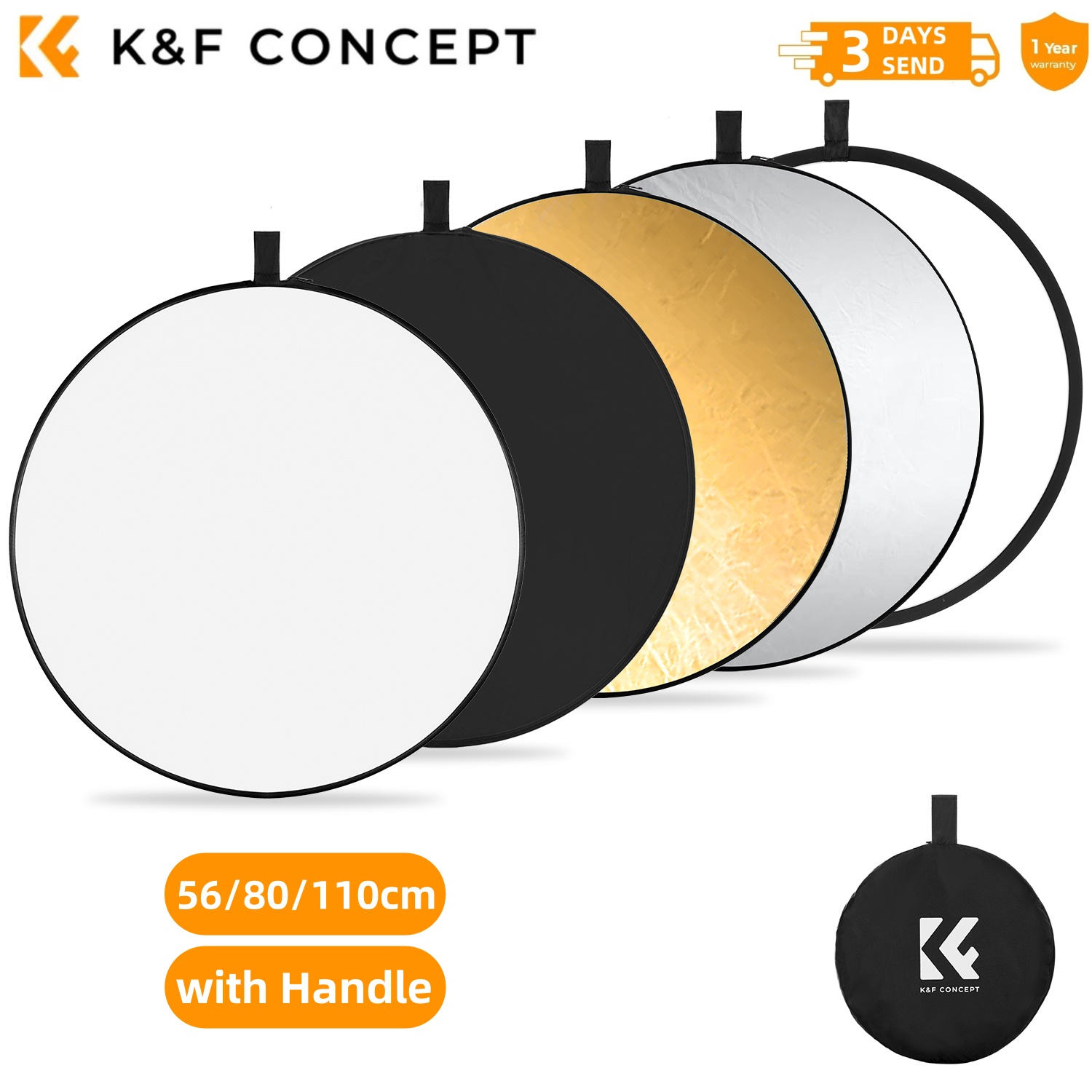 Reflector 5 In 1 110Cm - K&F CONCEPT لوحة عاكسة دائرية ناعمة