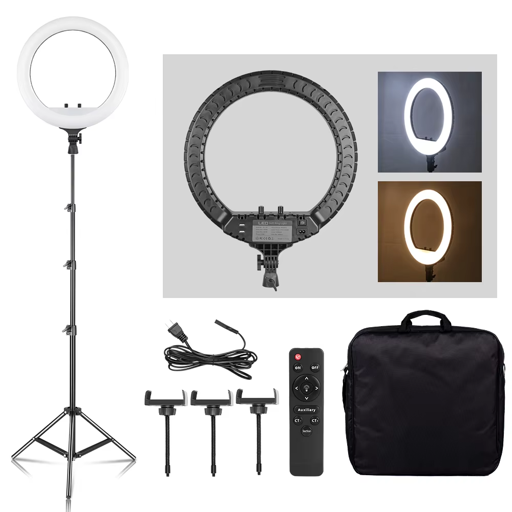 مصباح حلقي LED بقطر 18 بوصة مع - مراجعة Ring Light 18 Inch Studio وسعره