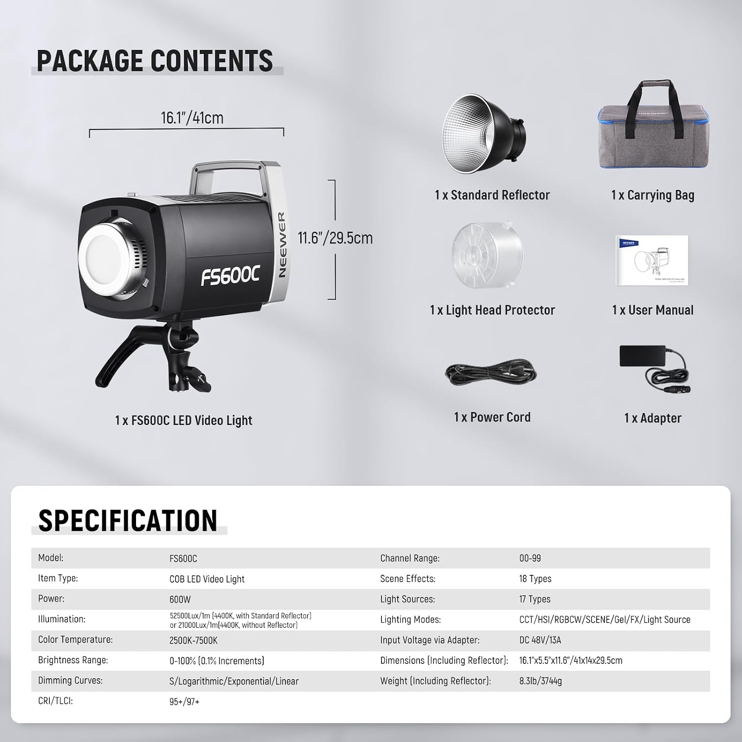 نيور FS600C 600 واط إضاءة فيدي - مراجعة Studio Strobe Light 600W وسعره