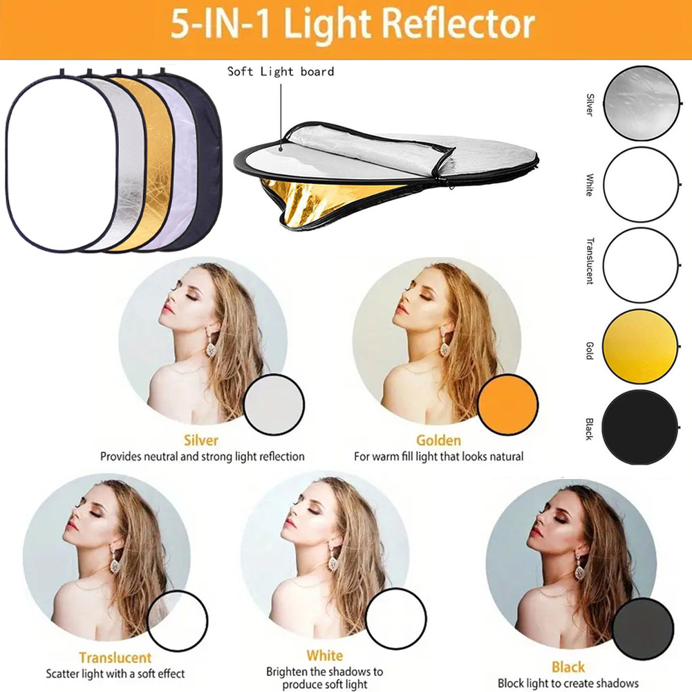 طقم عاكس للتصوير الفوتوغرافي 5 - مراجعة Reflector 5 In 1 110Cm وسعره