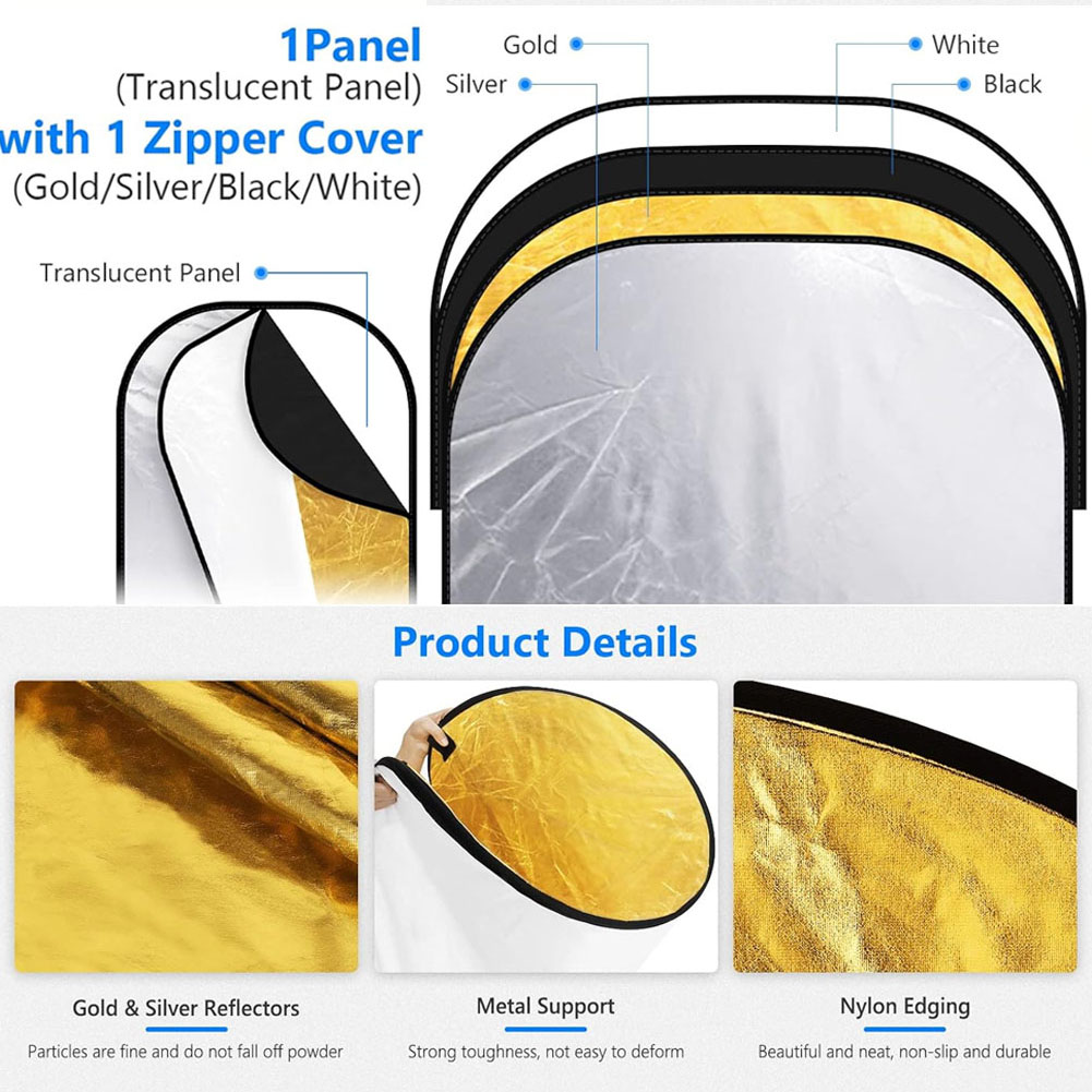 طقم عاكس للتصوير الفوتوغرافي 5 - مراجعة Reflector 5 In 1 110Cm وسعره