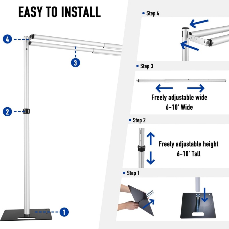 نظام دعم إطار خلفية مزدوج القض - مراجعة Photography Backdrop Stand Kit وسعره