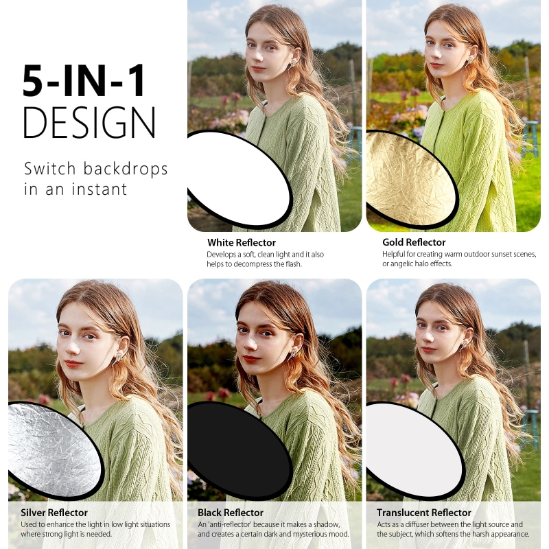 PULUZ 5 ألوان في 1 لوحة عاكسة  - مراجعة Reflector 5 In 1 110Cm وسعره