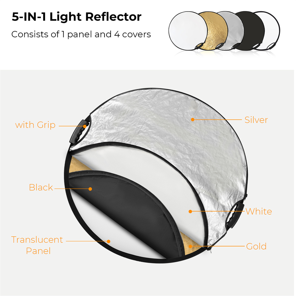 عاكس ضوء K&F CONCEPT 5 في 1 مع - مراجعة Reflector 5 In 1 110Cm وسعره