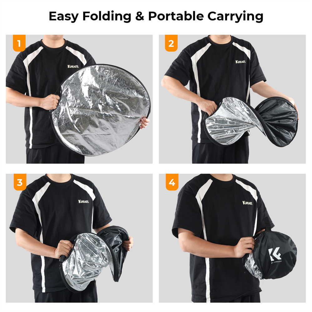 عاكس ضوء K&F CONCEPT 5 في 1 مع - مراجعة Reflector 5 In 1 110Cm وسعره