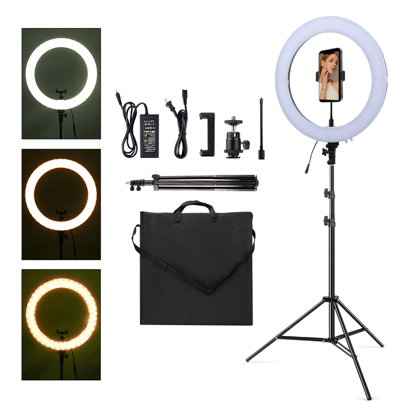18 بوصة حلقة ضوء مع ترايبود 20 - مراجعة Ring Light 18 Inch Studio وسعره