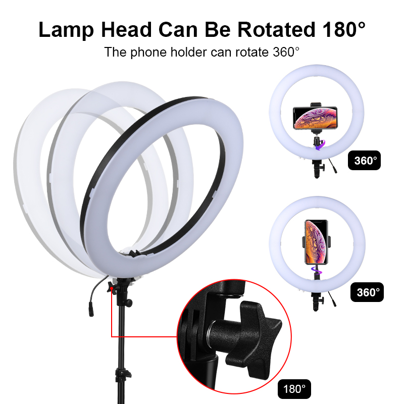 18 بوصة حلقة ضوء مع ترايبود 20 - مراجعة Ring Light 18 Inch Studio وسعره