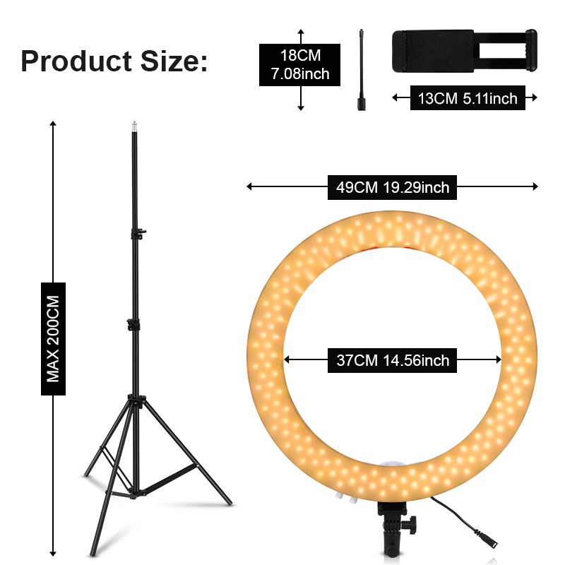 18 بوصة حلقة ضوء مع ترايبود 20 - مراجعة Ring Light 18 Inch Studio وسعره